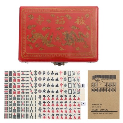 Chińska gra Mahjong tradycyjna planszowa przenośny | ZESTAW z futerałem