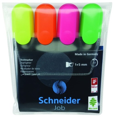 Zestaw Zakreślaczy Schneider Job, 1-5 Mm, 4 Szt., Miks Kolorów
