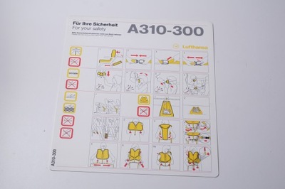 Lufthansa safety Card Instrukcja bezpieczeństwa Airbus A310-300