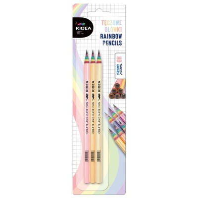 Ołówek Tęczowy HB 3 szt. Kidea