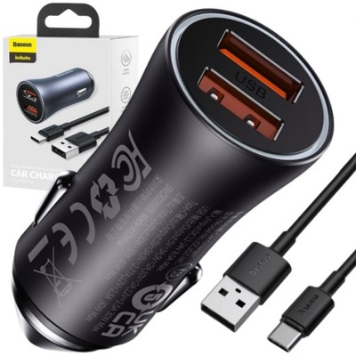 BASEUS TRAGALUZ DISPOSITIVO DE CARGA DE AUTOMÓVIL PARA TELÉFONO 40W 5A USB QC 4.0 CABLE  