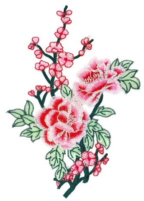 Naszywka różowa róża haft aplikacja KWIAT - 32cm