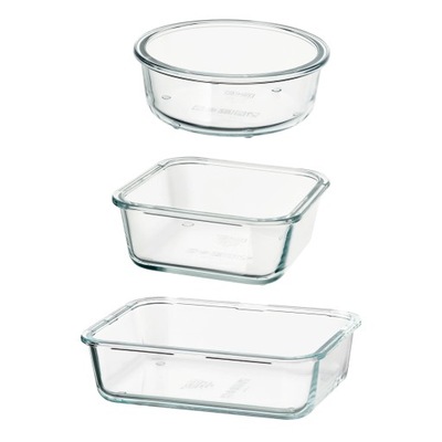 POJEMNIK NA ŻYWNOŚĆ SZKLANY ZESTAW 3 SZT.