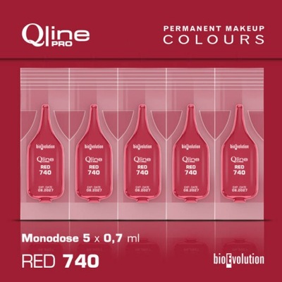 QLINE PRO PIGMENT DO MAKIJAŻU PERNAMENTENGO RED 740 - MONODOSE 5x 0,7ml