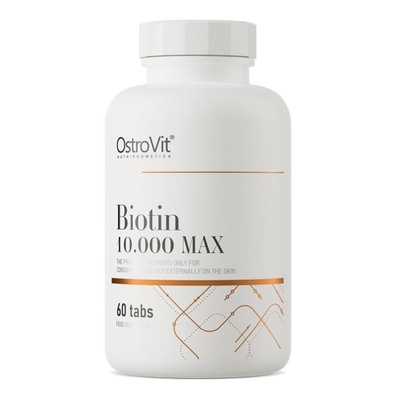 OstroVit Biotyna 10.000 MAX 60tab Na Włosy WITAMINA B7 H SKÓRA Biotin 10 mg