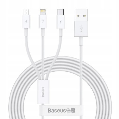 Kabel USB 3w1 Baseus micro USB/USBC/Lightning 1.2m