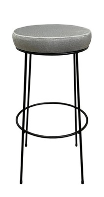 Hoker tapicerowany krzesło barowe taboret noga Czarna HOKS1 66 cm Srebrny