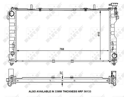 RADUADOR CHRYSLER VOYAGER/GRAND VOYAGER 3.3 00-07 NRF53156  