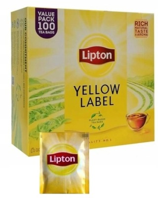 Herbata czarna w kopertach Lipton Yellow Label 100szt x10