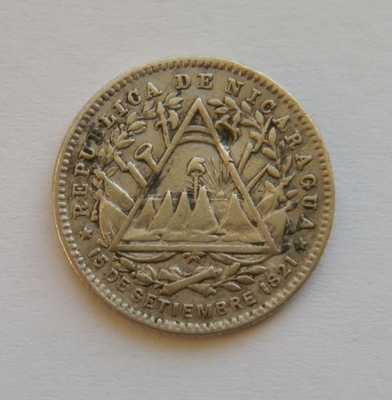 NIKARAGUA 10 CENTS 1887 SREBRO