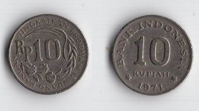 INDONEZJA 1971 10 RUPIAH