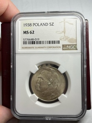 5 ZŁOTYCH 1938 ROK MS 62