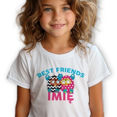 Koszulka Dziecięca Biała FURBY BEST FRIENDS *TWOJE IMIĘ* Rozmiar 110 cm WZ