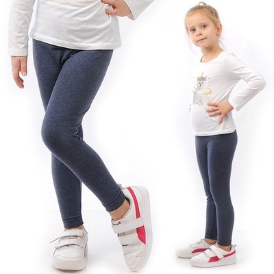 Legginsy dziecięce długie klasyczne bawełniane Polskie getry Jeans 146