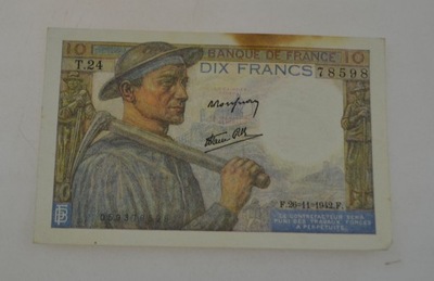 Francja - Banknot - 10 Frank - 1942 rok
