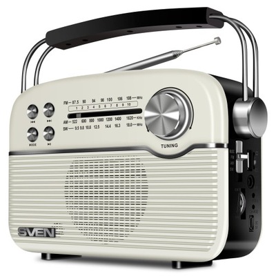 SVEN SRP-500 WHITE radio FM AM SW retro przenośne akumulatorowe vintage