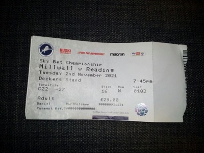 Bilet Millwall FC - Reading FC - 2.11.2021