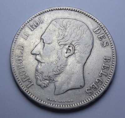 Belgia Leopold II 5 franków 1870r