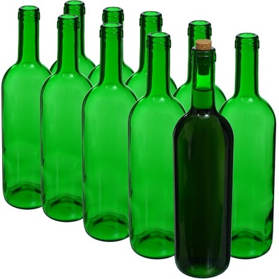 10szt butelki na wino 0,75L zielone 750ml Browin