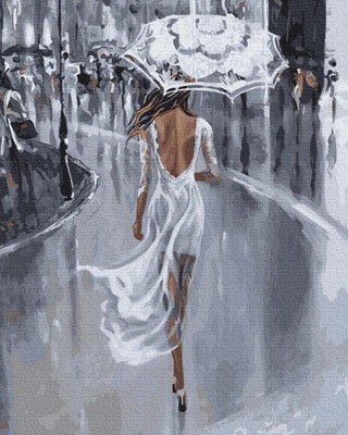 Obraz do malowania po numerach Ipicasso PC4050536 W białej sukni pod parasolem 40x50 cm