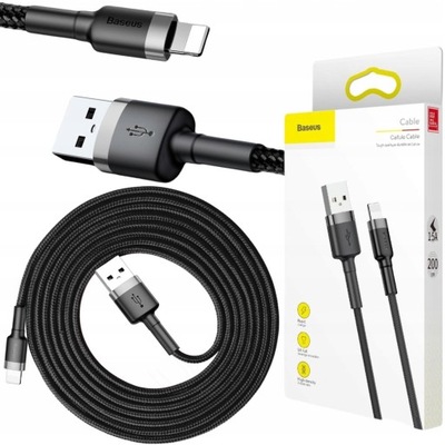 KABEL USB-A / Lightning iPhone Baseus Cafule CALKLF-CG1 200cm Apple 1.5A