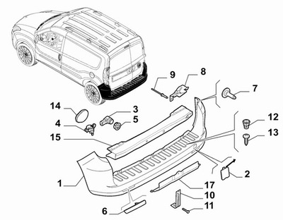 VIGA DE PARAGOLPES PARTE TRASERA FIAT DOBLO 09>  