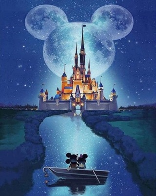 MALOWANIE PO NUMERACH MYSZKA MIKI ZAMEK DISNEY OBRAZ Z RAMĄ