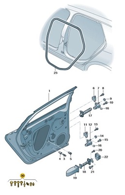 Набор элементов крепёжных do дверь задних audi a1 aso оригинал новый фото №1