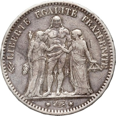 Francja, 5 franków 1876 K, Herkules