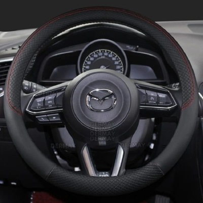 BLACK PU DE CUERO VOLANTE VOLANTE PARA CX-3 CX-4 CX-5 CX-7 CX-9 MAZDA 3  