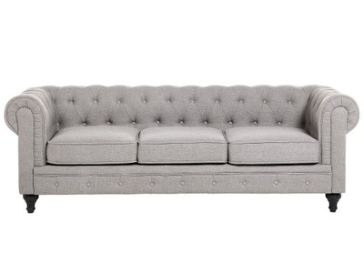 Sofa kanapa trzyosobowa retro jasnoszara