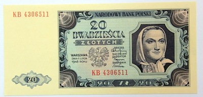20 złotych 1948 ser.KB Stan 1