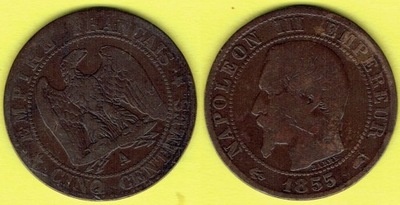 Francja 5 Centimes 1855 r. A