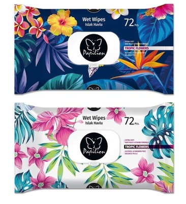 PAPILION CHUSTECZKI NAWILŻANE TROPIC FLOWERS 72 szt