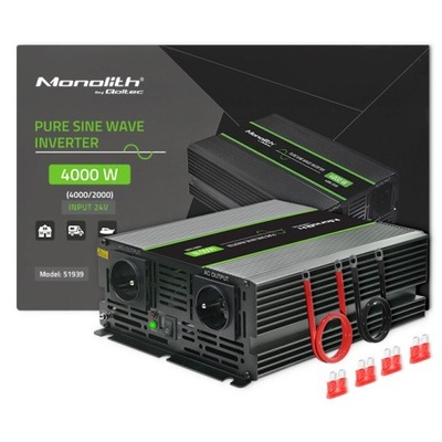 Qoltec Przetwornica napięcia Monolith | 2000W | 4000W | 24V na 230V | Czyst