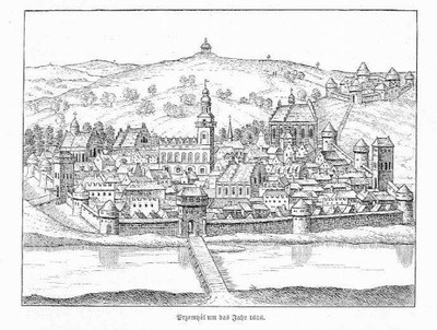 drzeworyt 1898 Przemyśl. Panorama miasta z 1616