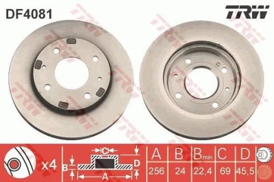 TRW DF4081 DISC BRAKE 256X24 V 4-OTW STARY NR  