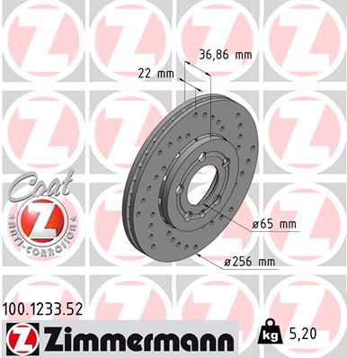 ZIMMERMANN 100.1233.52 DISC BRAKE  