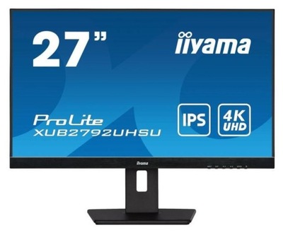 Monitor iiyama XUB2792UHSU-B5- 27" IPS 4K DisplayPort, DVI, HDMI Głośniki 2