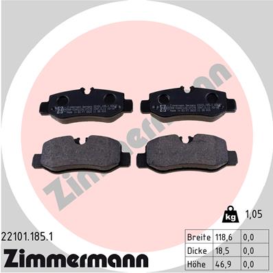 ZIMMERMANN 22101.185.1 КОМПЛЕКТ КОЛОДОК ТОРМОЗНЫХ, ТОРМОЗА TARCZOWE