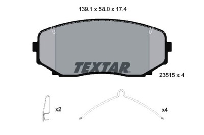 TEXTAR TRINKELĖS STABDŽIŲ PRIEK. FORD USA EDGE LINCOLN MKX MAZDA CX-5 