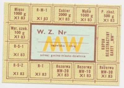 7339. PRL Kartka żywnościowa 1983 Listopad MW