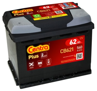 Акумулятор centra plus cb621 12v 62ah 540a l+ фото №1