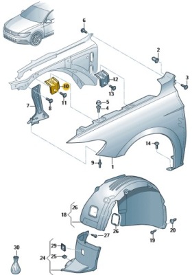 Кронштейн крыла перед перед vw passat b8 оригинальный номер фото №1