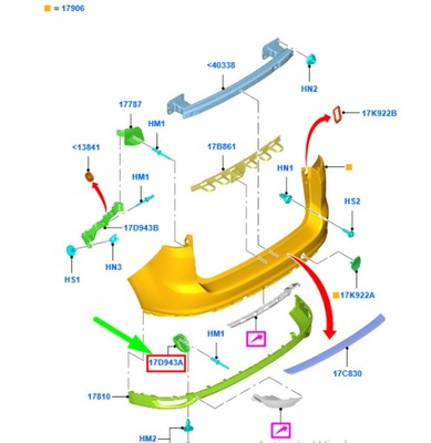 Ford grand c-max mk2 rear бампер mounting кронштейн 1733474 original фото №1