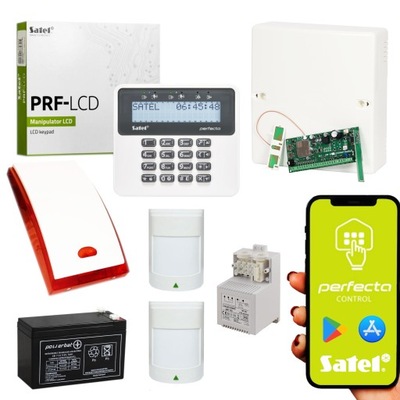 ALARM SATEL PERFECTA SMS 2 CZUJKI KLAWIATURA LCD