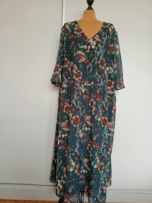 H&M długa swobodna sukienka w kwiaty 4XL