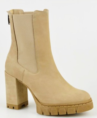 Kordel Botki Beż Zamsz 2406 r.38