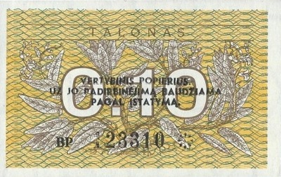 Litwa - 0,10 Talonas - 1991 - P29 - St.1