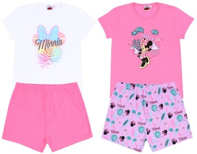 2x Różowa piżama flamingi Myszka Minnie DISNEY 128